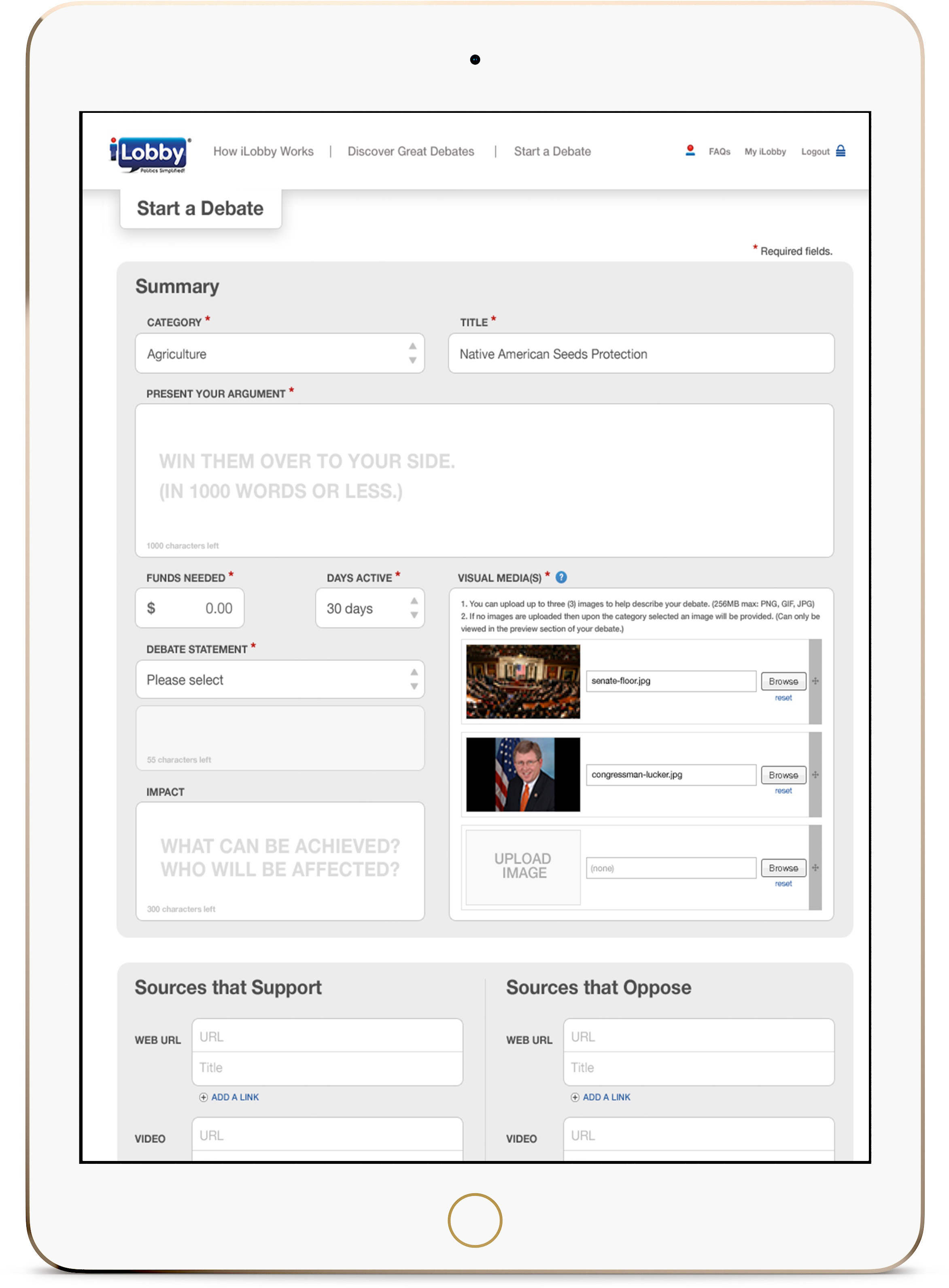 iLobby Contact page on iPad